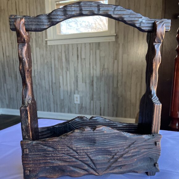 Rustic Dark Wood Caddy - Picture 1 of 7